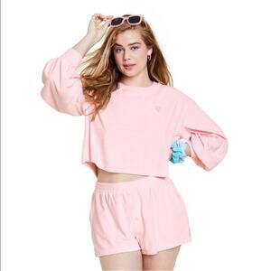 Stoney Clover Lane x Target Cropped Sweatshirt Pale Pink Terry Women’s L NWT